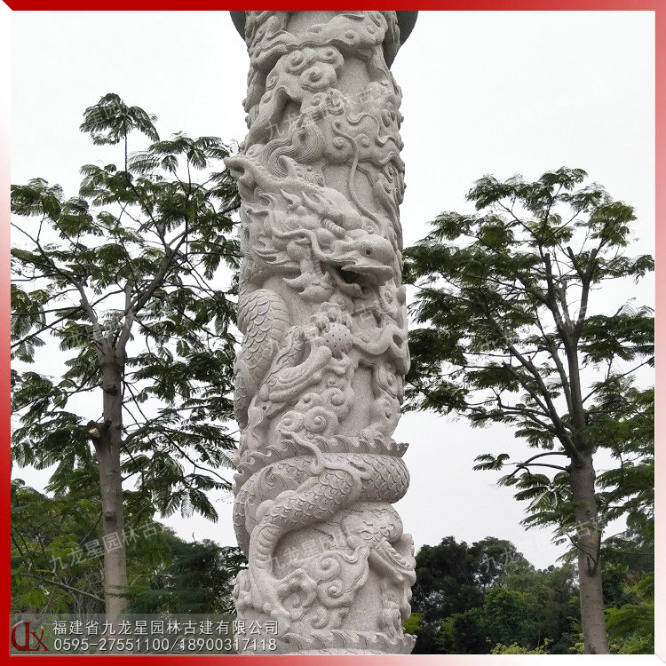 廣場石雕龍柱圖片