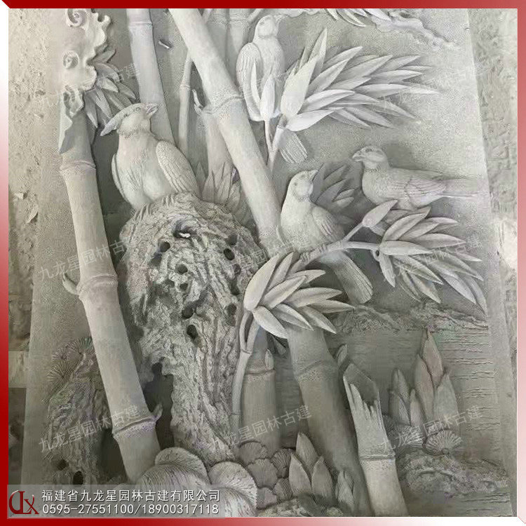 石雕鳥浮雕圖片